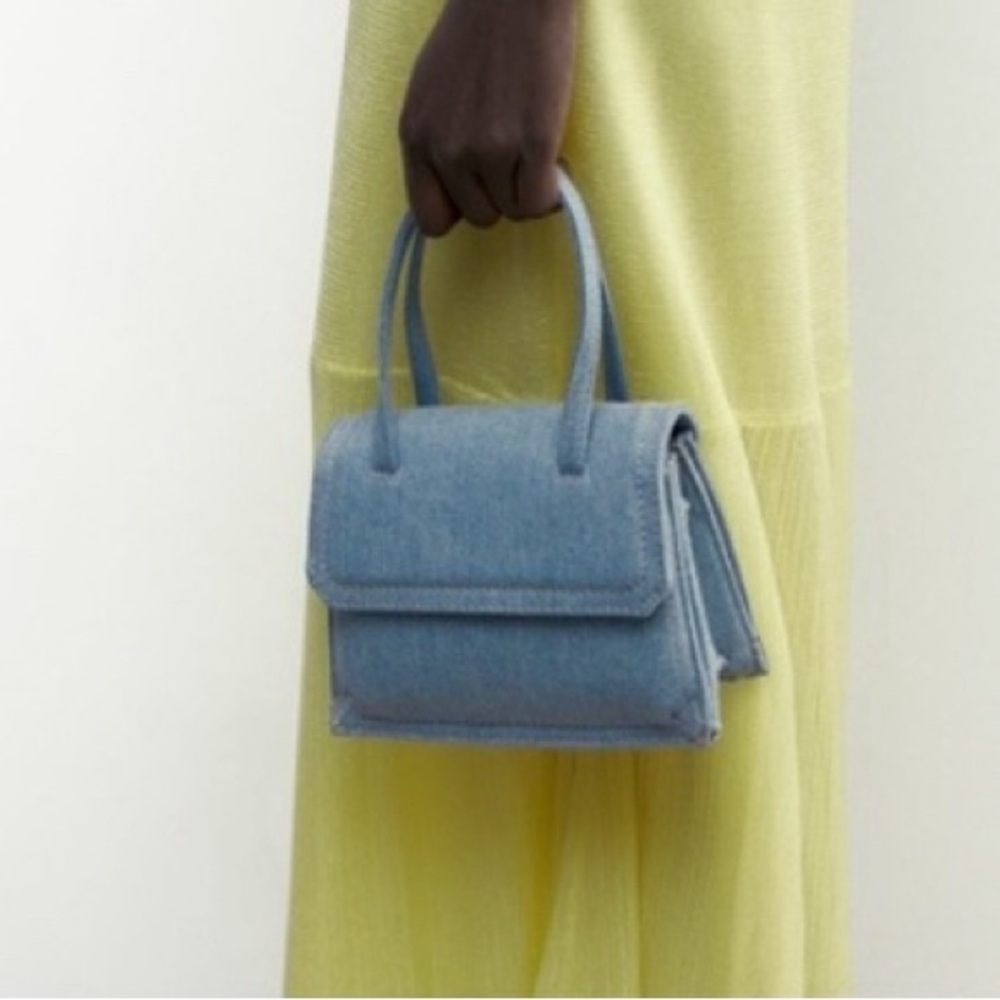 NWT ZARA Denim Mini City Crossbody Bag, Includes ZARA Dustbag - Picture 3 of 3